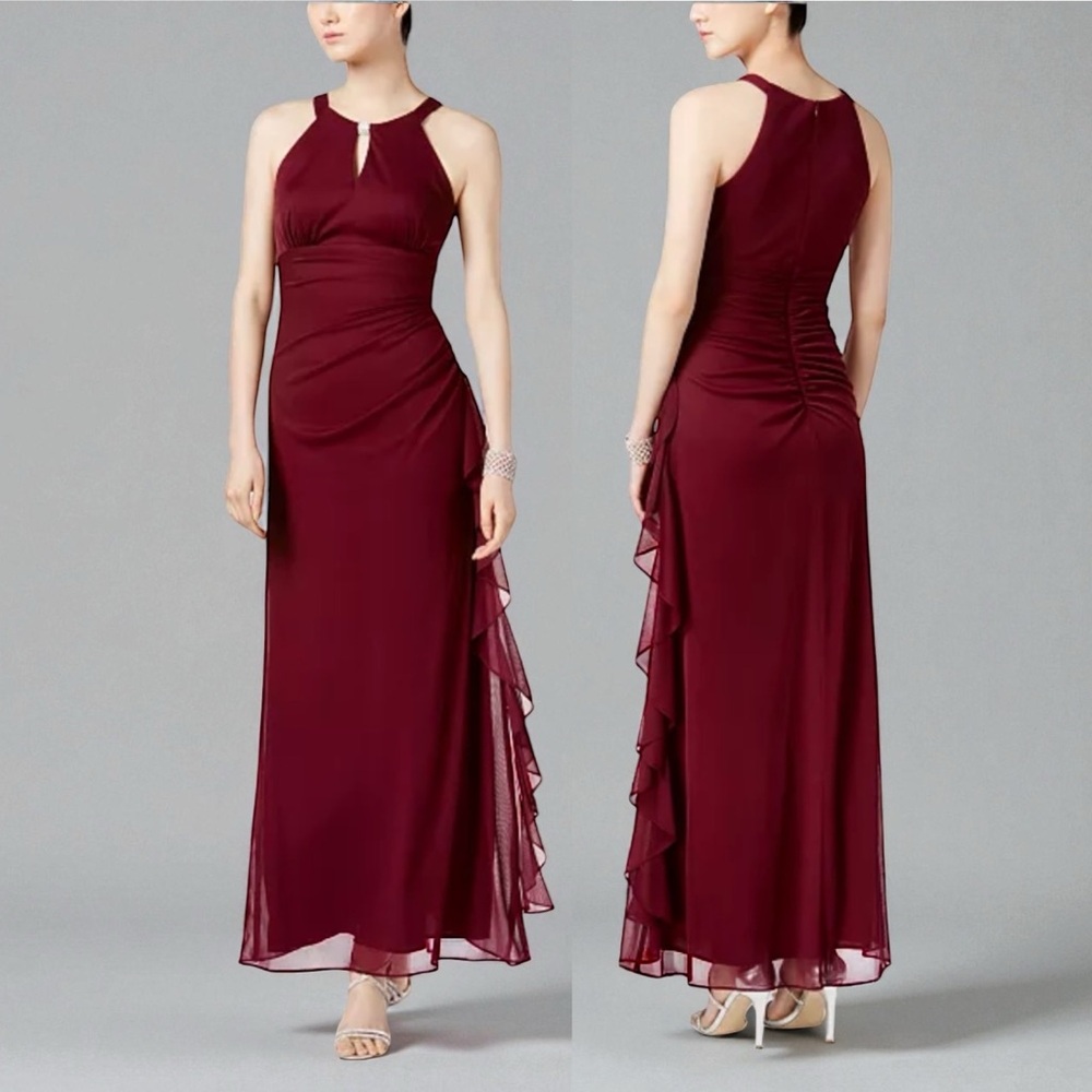 Betsy & Adam Burgundy Maxi Dress
